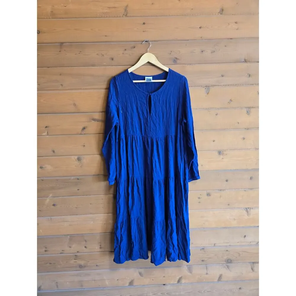 NOM Margot Dress Maternity Blue Midi Long Sleeve Nursing Friendly Large Flowy - Picture 2 of 4